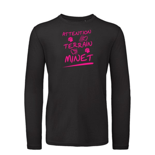 Attention Terrain Minet Rose Fluo |T-shirt bio manches longues