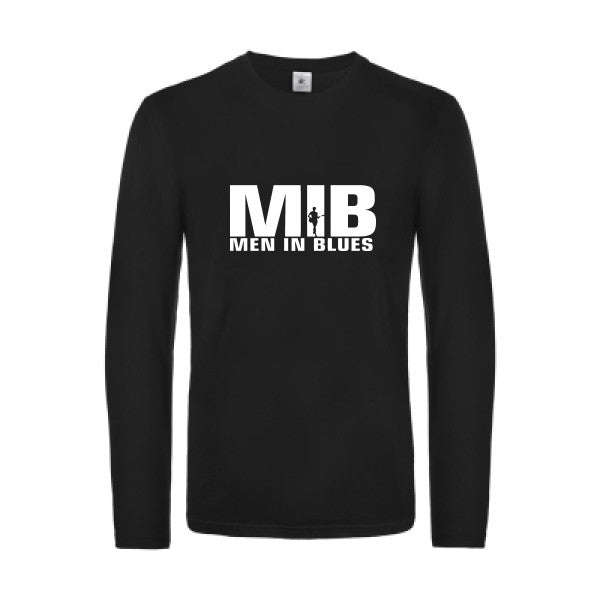 men in blues - t shirt- manches- longues- original- humour- Black impression Face