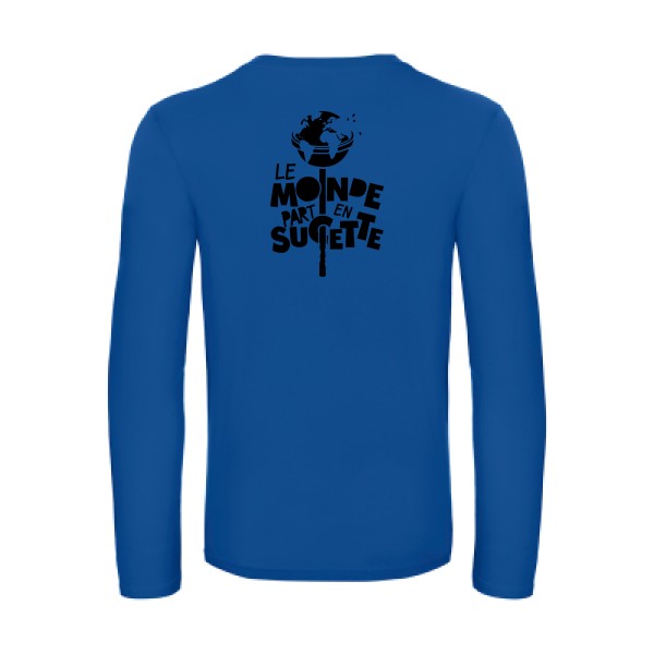 le monde part en sucette - t shirt- manches- longues- original- humour- Royal Blue impression Dos