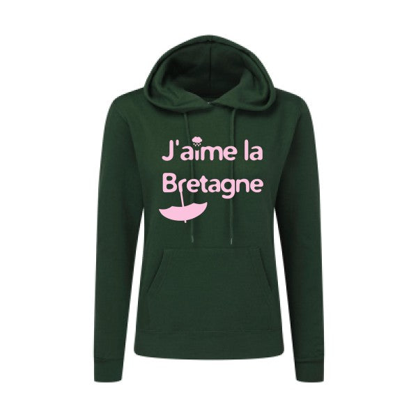 J'aime la Bretagne Rose |Sweat original à capuche Femme