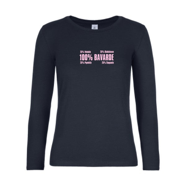 t-shirt lsl femme t-shirt-Bavarde Navy flex Rose