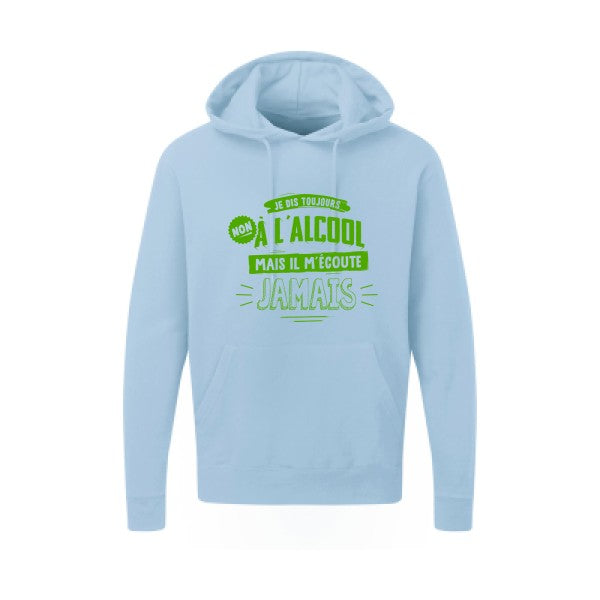 Non à l'alcool  |Sweat  capuche humoristique Vert pomme 