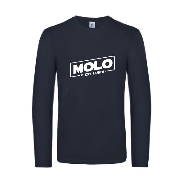 molo c est lundi - t shirt- manches- longues- original- humour- Navy impression Face