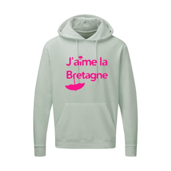 J'aime la Bretagne |Sweat  capuche humoristique Rose fluo 