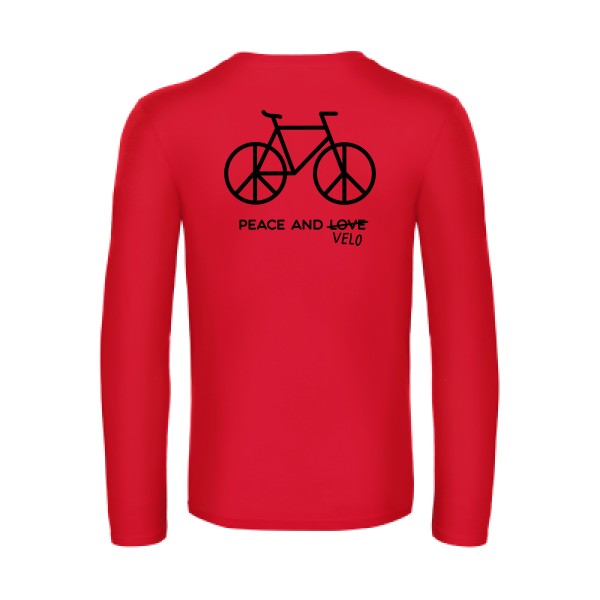 peace and velo - t shirt- manches- longues- original- humour- Red impression Dos