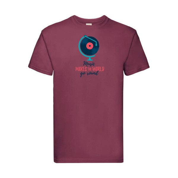 Music make world go round Fruit of the loom 205 g/m² T-shirt/ bordeaux