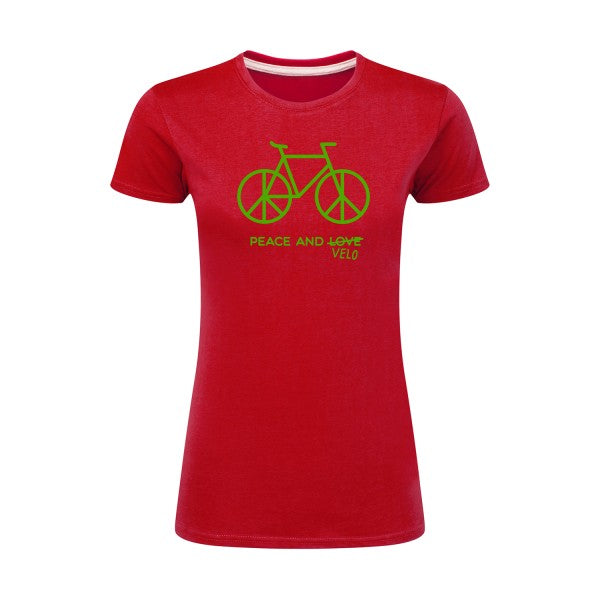 Peace and vélo Vert pomme |T shirt original femme|SG