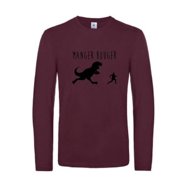 manger bouger - t shirt- manches- longues- original- humour- Burgundy impression Face