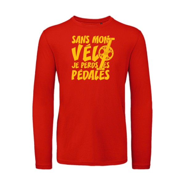 Sans mon vélo, je perds les pédales ! jaune Or |T shirt bio homme rigolo manches longues