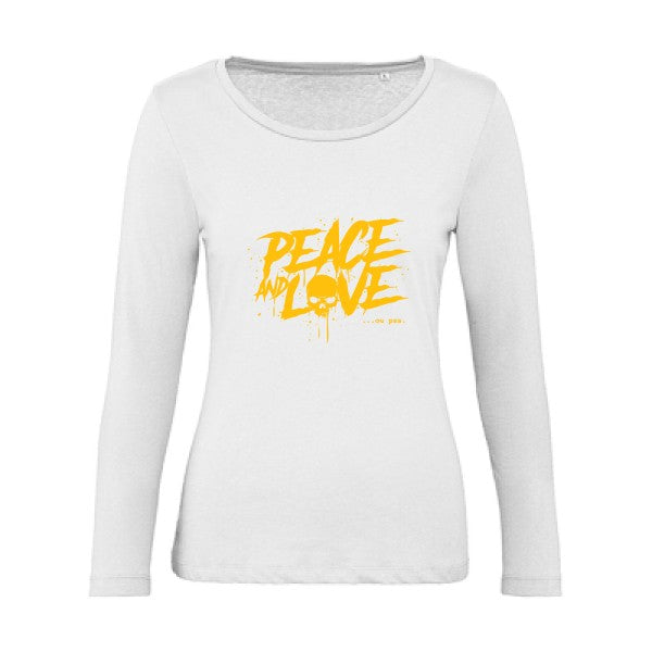 Peace or no peace jaune Or |   T shirt manches longues femme|100% bio