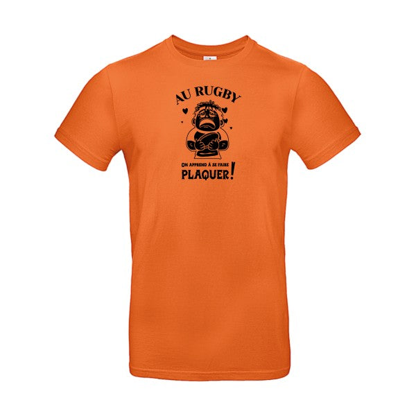 Au rugby, on apprend à se faire plaquer ! flex noir B&C - E190 T-shirt|Urban Orange||2XL