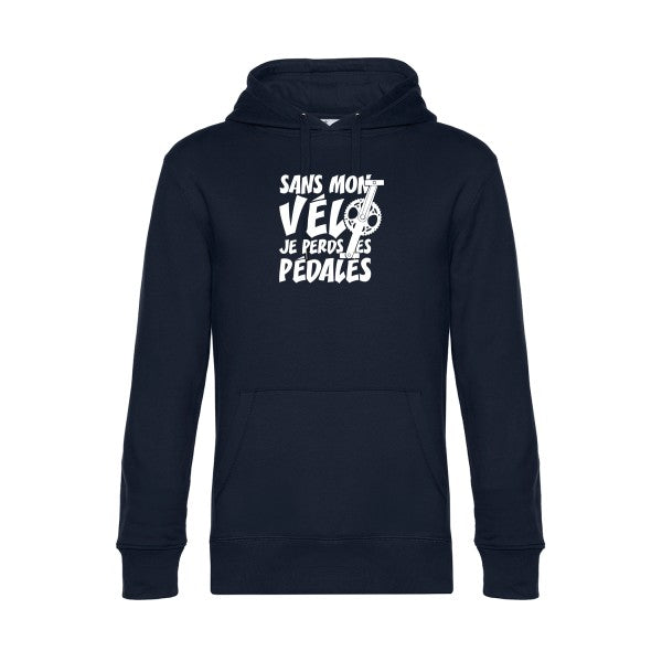 Sans-mon-velo-je-perds-les-pedales sweat shirt original Navy Blue flex Blanc impression Face