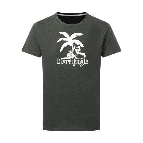 L'ivre de la jungle Blanc -Flex Blanc sur T-shirt SG  Charcoal  5XL