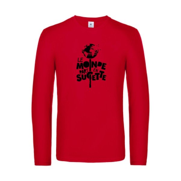 le monde part en sucette - t shirt- manches- longues- original- humour- Red impression Face