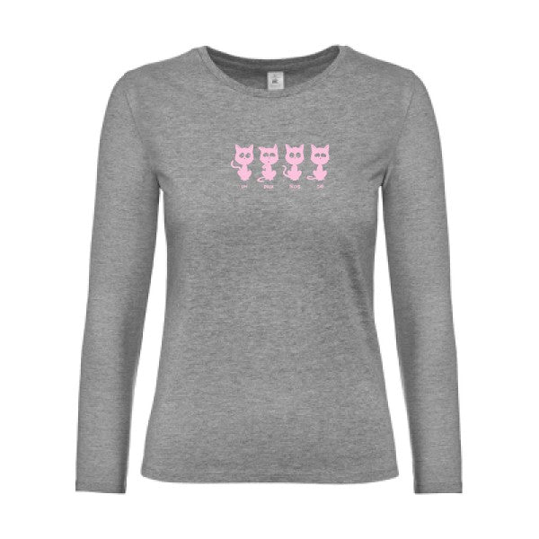 t-shirt lsl femme un-deux-trois-cat Sport Grey flex Rose