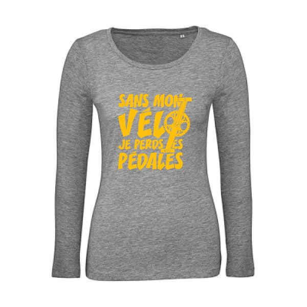 Sans mon vÃ©lo, je perds les pÃ©dales ! jaune Or |   T shirt manches longues femme|100% bio