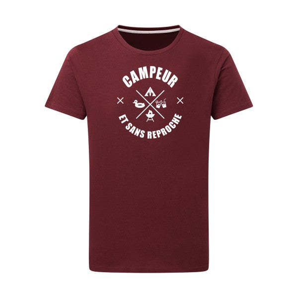 CAMPEUR... Blanc -Flex Blanc sur T-shirt SG  Burgundy  2XL