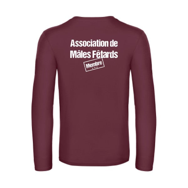 association de males fetards - t shirt- manches- longues- original- humour- Burgundy impression Dos