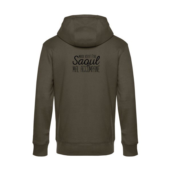 Maux-vieut-etre-Saoul sweat shirt original Khaki flex Noir impression Dos