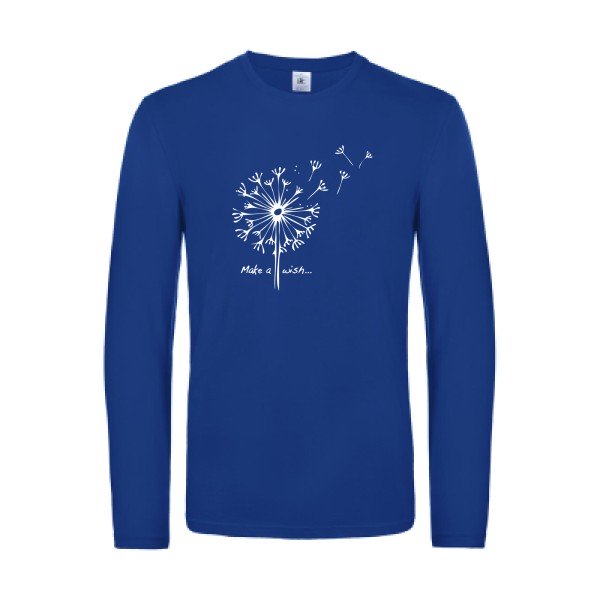make a wish - t shirt- manches- longues- original- humour- Royal Blue impression Face