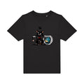 t-shirt humour enfant -Le-piranha-et-le-chat- couleur  Black