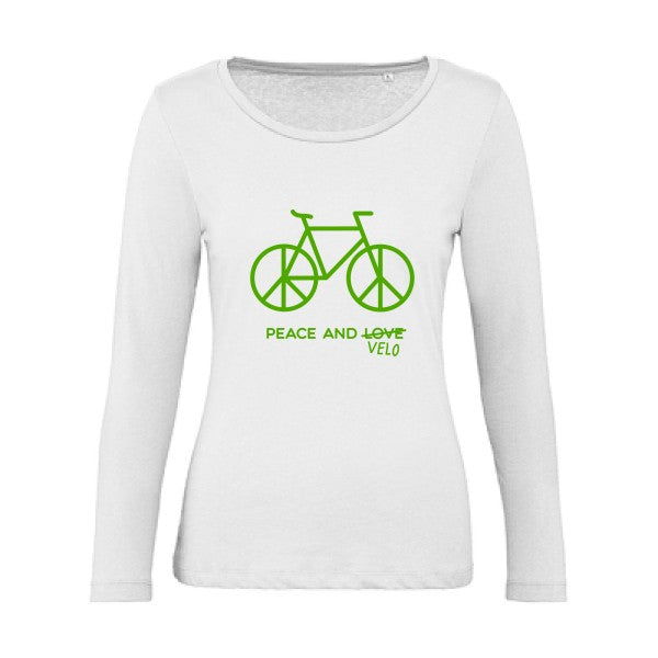 Peace and vÃ©lo Vert pomme |   T shirt manches longues femme|100% bio