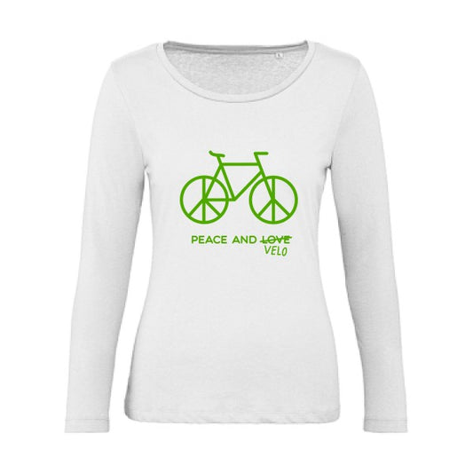 Peace and vÃ©lo Vert pomme |   T shirt manches longues femme|100% bio