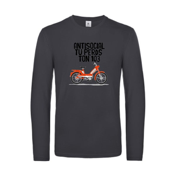 antisocial-t-shirt-manches-longues-original-humour -Dark Grey