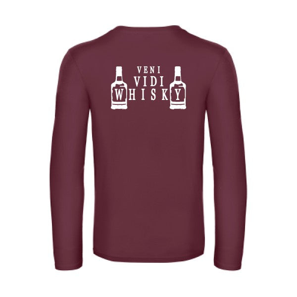 veni vidi whisky - t shirt- manches- longues- original- humour- Burgundy impression Dos