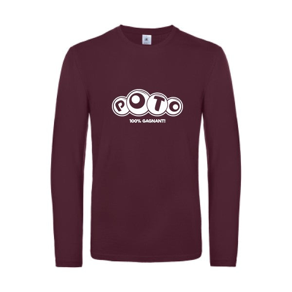 poto - t shirt- manches- longues- original- humour- Burgundy impression Face