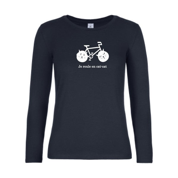 t-shirt lsl femme cat-cat-bike Navy flex blanc