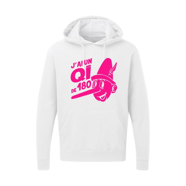 Quotient intellectuel |Sweat  capuche humoristique Rose fluo 