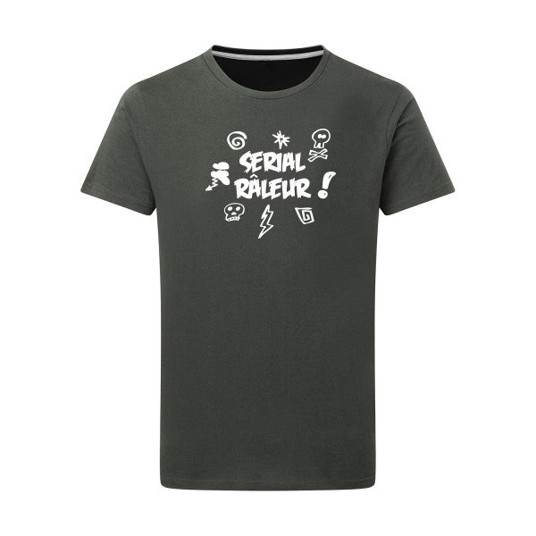 Serial râleur Blanc -Flex Blanc sur T-shirt SG  Charcoal  5XL