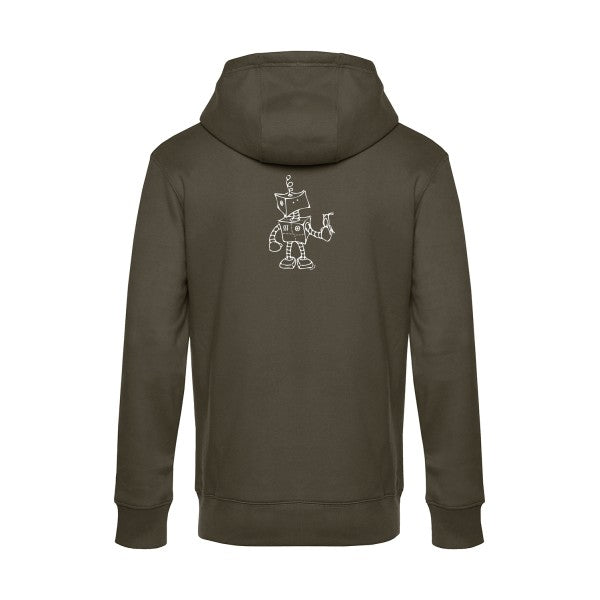 Robot-&-Bird sweat shirt original Khaki flex Blanc impression Dos