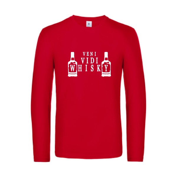 veni vidi whisky - t shirt- manches- longues- original- humour- Red impression Face