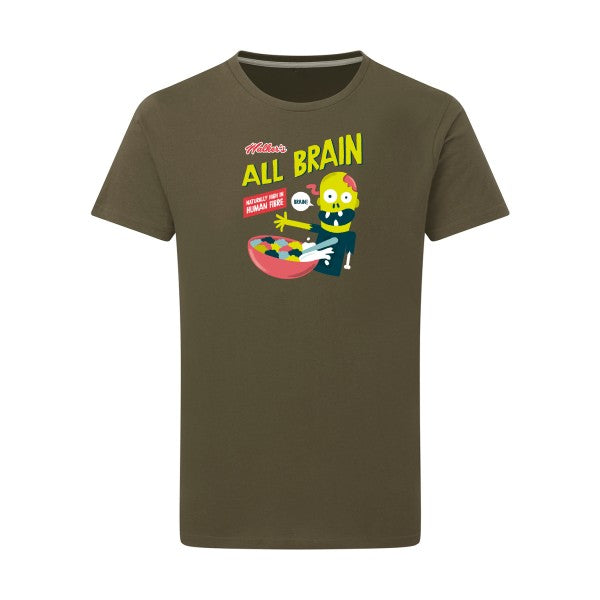 T-shirt homme All brain - T-shirt rigolo pour les cerveaux en ébullition Military Green 2XL