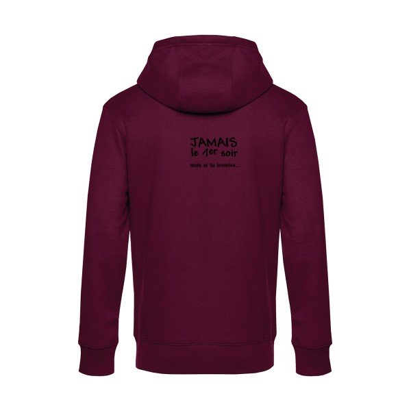 JAMAIS... sweat shirt original Burgundy flex Noir impression Dos