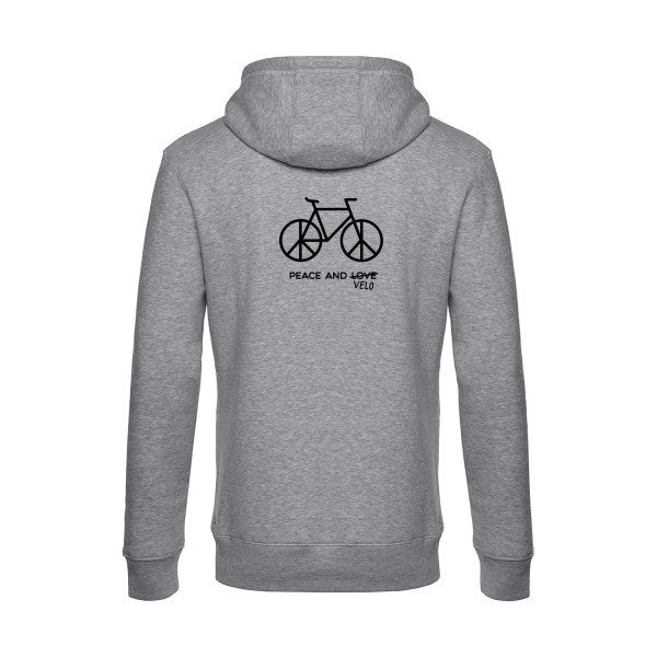 Peace-and-velo sweat shirt original Heather Grey flex Noir impression Dos
