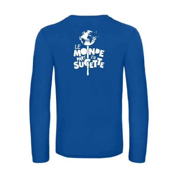 le monde part en sucette - t shirt- manches- longues- original- humour- Royal Blue impression Dos