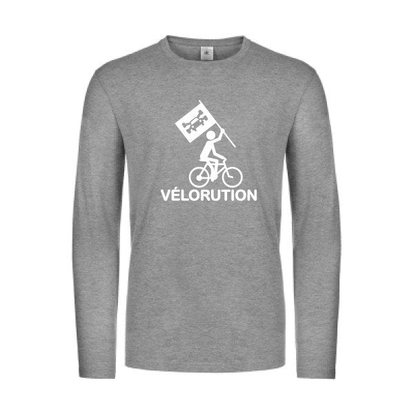 velorution - t shirt- manches- longues- original- humour- Sport Grey impression Face