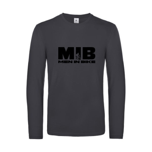 men in bike - t shirt- manches- longues- original- humour- Dark Grey impression Face