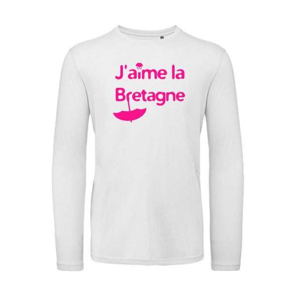 J'aime la Bretagne Rose Fluo |T-shirt bio manches longues