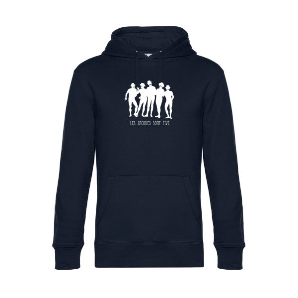 Les-Jacques-sont-Five sweat shirt original Navy Blue flex Blanc impression Face