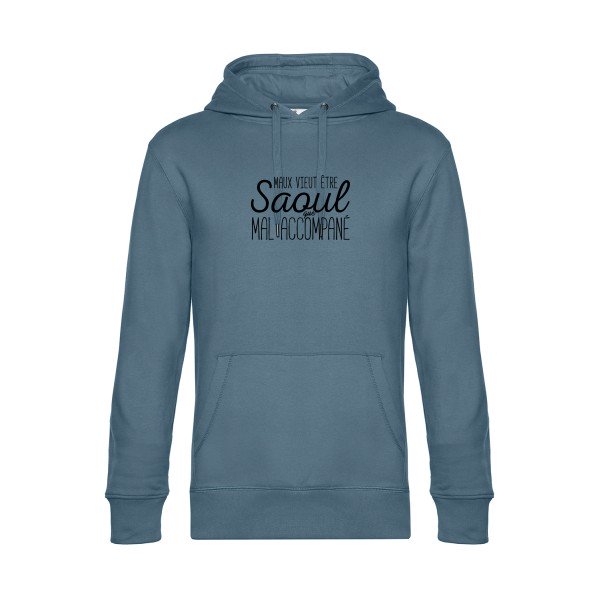 Maux-vieut-etre-Saoul sweat shirt original nordic blue flex Noir impression Face