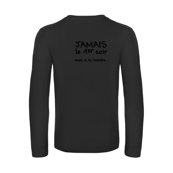 jamais... - t shirt- manches- longues- original- humour- Black impression Dos