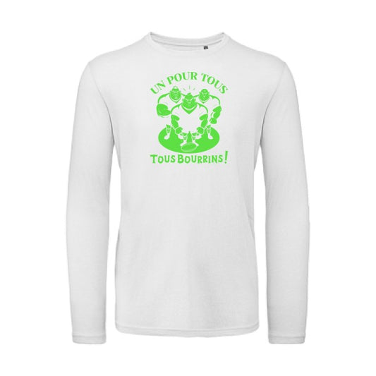 Un pour tous, Tous bourrins ! Vert fluo |T-shirt bio manches longues