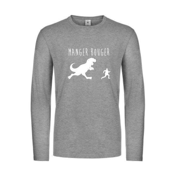 manger bouger - t shirt- manches- longues- original- humour- Sport Grey impression Face