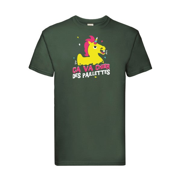 ça va chier des paillettes Fruit of the loom 205 g/m² T-shirt/ bottle green