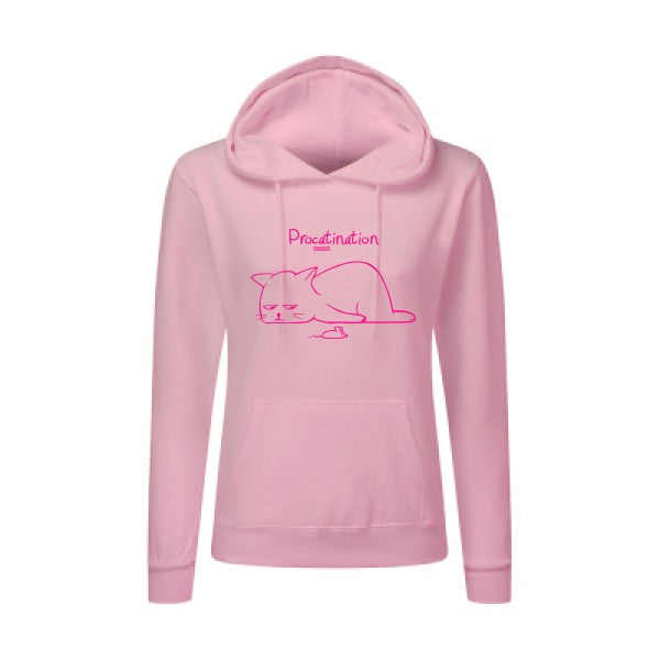 Procatination Rose Fluo |Sweat original à capuche Femme