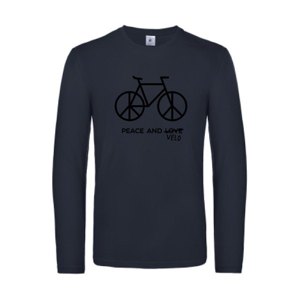 peace and velo - t shirt- manches- longues- original- humour- Navy impression Face